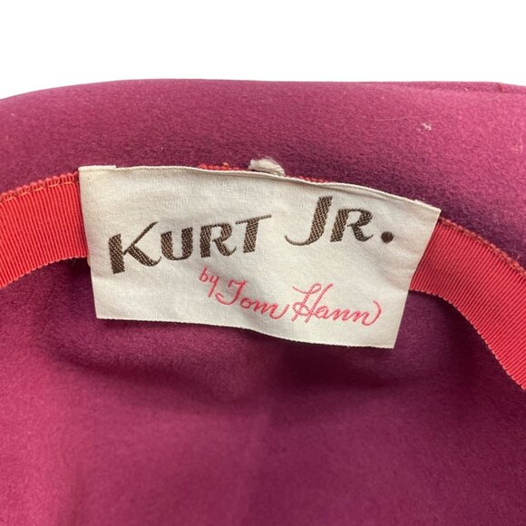 Vintage Kurt Jr. By Tom Hann Pink Wool Hat With Ribbon & Bow Accent